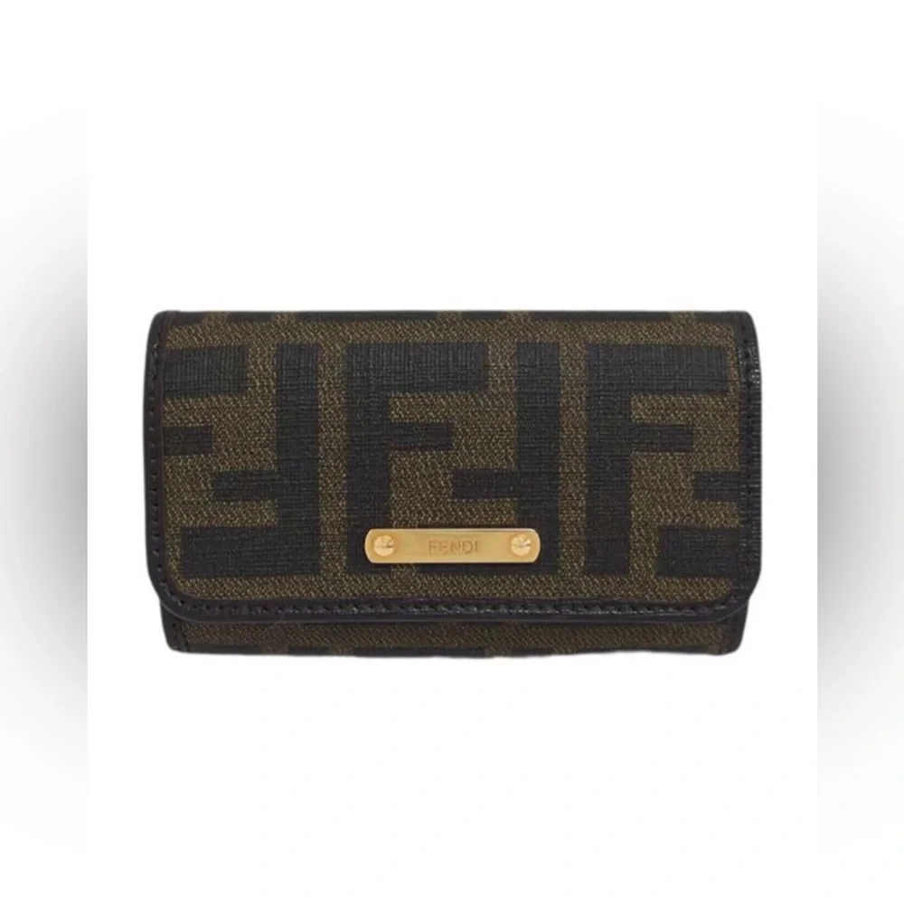 FENDI Black Leather Key Organizer with Gold Plate - Picture 1 of 7